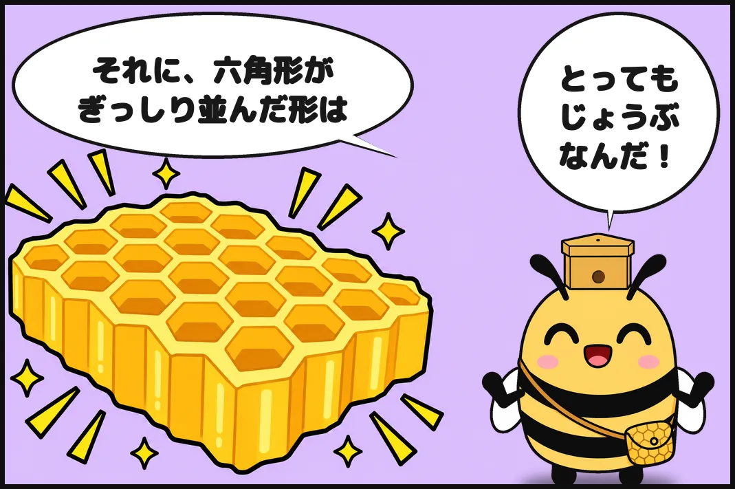 それに、六角形がぎっしり並んだ形は、とってもじょうぶなんだ！